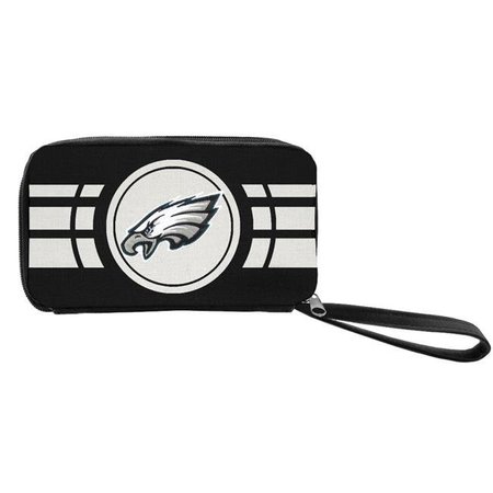 LITTLE EARTH Little Earth 300118-EAGL-BLCK-1 NFL Ripple Zip Wallet; Black - Philadelphia Eagles 300118-EAGL-BLCK-1